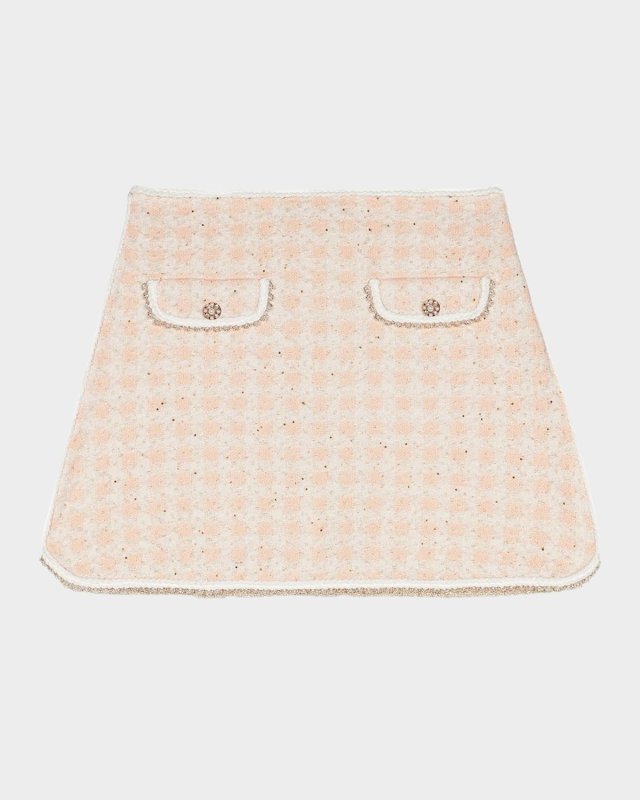 Jartingal Tweed-Effect Checked Knit Mini Skirt